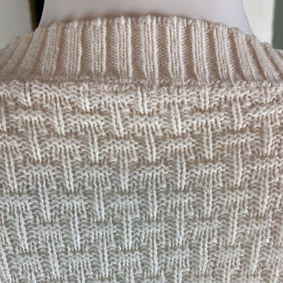 Vintage 80s Cream white Sweater Roses Floral Acrylic Women xs/s 1980s - Picture 9 of 9